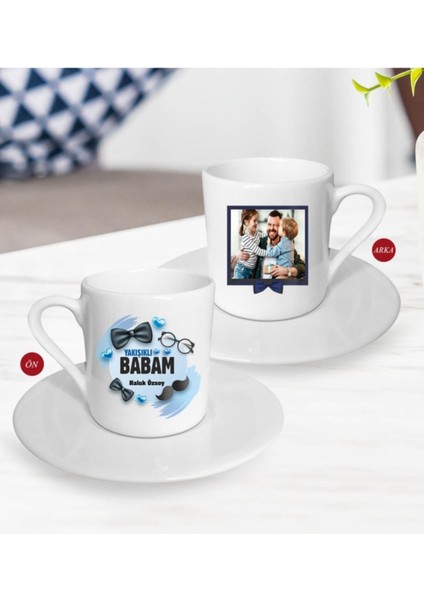 Kişiye Özel Babalar Günü Fotoğraflı Türk Kahvesi Fincanı, Renkli ve Şık Tasarım