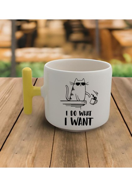 El Yapımı Kedi Temalı Beyaz Kupa, 200 Ml, Şık ve Kullanışlı Tasarım