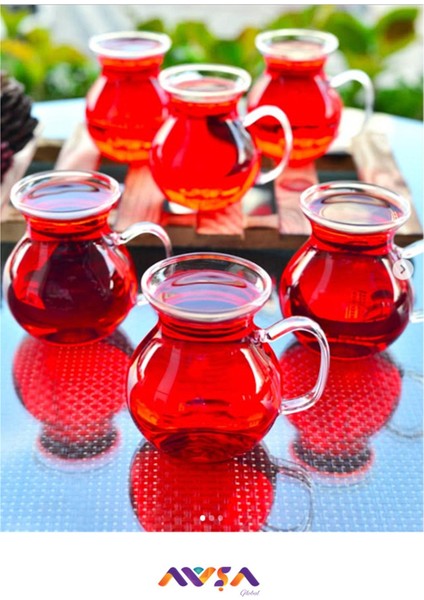 6'lı Beyaz Borosilikat Cam Çay Bardağı Seti, Şık ve Dayanıklı Tasarım