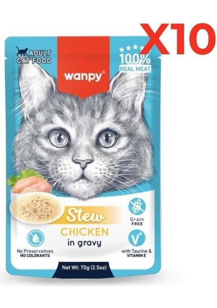 Stew Pouch Tavuklu Yaş Kedi Maması 70G 10'lu Paket
