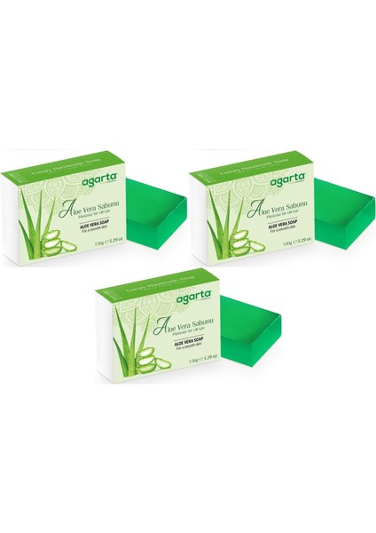El Yapımı Doğal Sabun 150GR Aloe Vera (3 Lü Set)