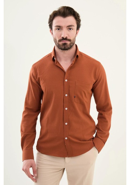 Gofreli Slim Fit Pamuk Erkek Gömlek 27080