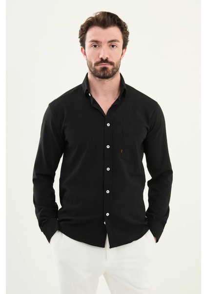 Gofreli Slim Fit Pamuk Erkek Gömlek 27080 modelleri