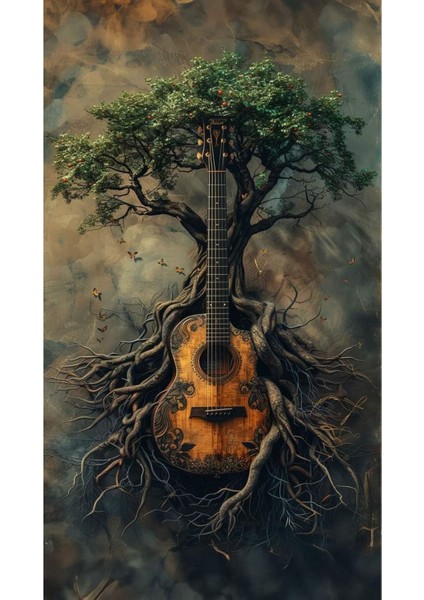 Gitarlı Ağaç Kanvas Tablo Ev Duvar Ofis Dekarasyon Ofis Ölçü Seçmeyi Unutmayınız :) fiyatları