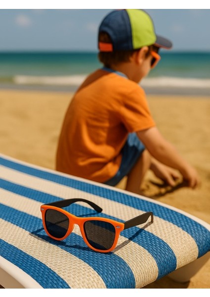 Kids Turuncu / Siyah Güneş Gözlüğü Çift Renk Çerçeve Uv 400 Korumalı Ce Belgeli fiyatları