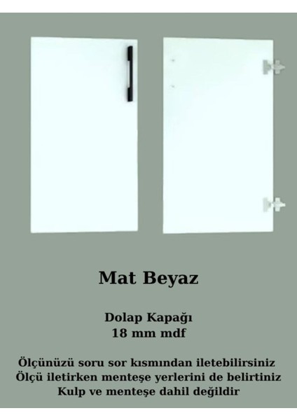 Özel Ölçü Mdf Dolap Kapağı 18 mm Beyaz Mutfak ve Banyo Için