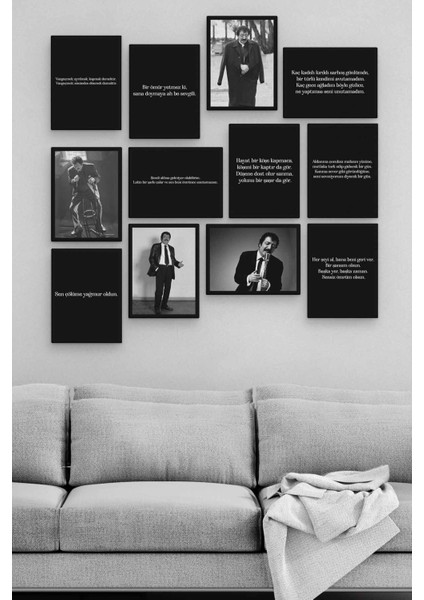 Renkli 12 Parça Ahşap Mdf Tablo Seti, Şık ve Modern Dekoratif Seçenek