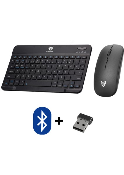Km-33 Wireless Bluetooth Kablosuz Klavye Mouse Set Siyah Tablet,laptop, Telefon, Tv Uyumlu