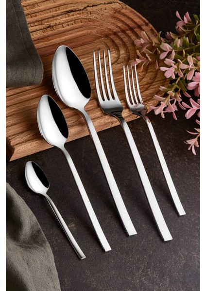 12 Kişilik 60 Parça Natural Çubuk Model Çatal Kaşık Takımı, Şık ve Kullanışlı Set