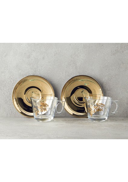 4 Parça Çay Fincanı Takımı, Gold, 2 Kişilik, Şık ve Zarif Tasarım modelleri
