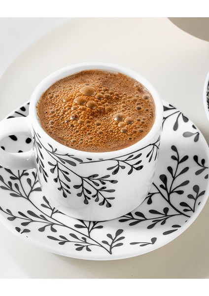 4'lü Porselen Kahve Fincan Takımı, 80ML, 2 Kişilik, Şık ve Modern Tasarım fiyatları