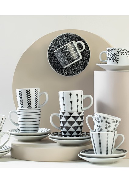4'lü Porselen Kahve Fincan Takımı, 80ML, 2 Kişilik, Şık ve Modern Tasarım modelleri