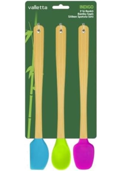 Renkli Bambu Saplı Silikon Spatula Seti, Uzun 26CM, 3'lü fiyatları