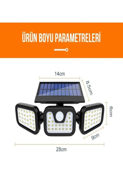 Solar Güneş Enerjili 74 Ledli Hareket Sensörlü 3 Modlu Bahçe Balkon Aydınlatma Sokak Lambası fırsatları