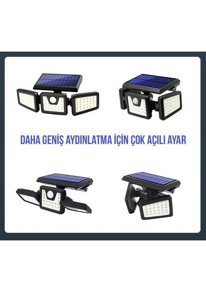 Solar Güneş Enerjili 74 Ledli Hareket Sensörlü 3 Modlu Bahçe Balkon Aydınlatma Sokak Lambası indirimleri