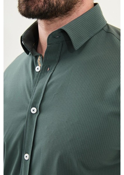 Gofreli Slim Fit Pamuk Erkek Gömlek 27081 indirimleri