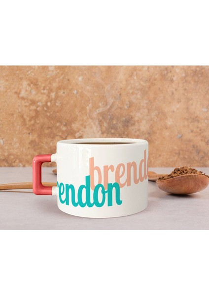 Kişiye Özel Pembe Kulplu Çay ve Kahve Fincanı, Sevgili ve Arkadaş Hediye