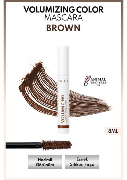 Volumizing Color Hacim ve Uzatma Etkili Renkli Maskara - Kahverengi
