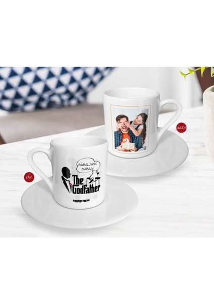 Kişiye Özel Babalar Günü Fotoğraflı Türk Kahvesi Fincanı, Renkli ve Şık Tasarım
