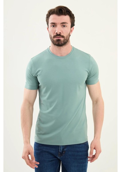 Düz Slim Fit Bisiklet Yaka Basic Erkek T-Shirt 36863