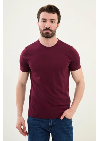 Düz Slim Fit Bisiklet Yaka Basic Erkek T-Shirt 36863 fırsatları