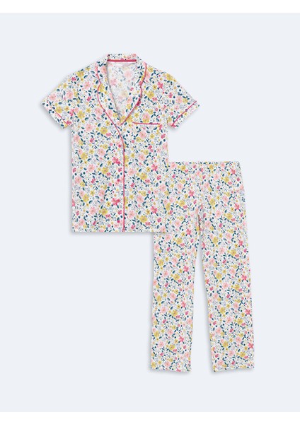 Yeni Sezon Gomlek Yaka Cicekli Kadin Pijama Takimi - S5EP88Z8 indirimleri