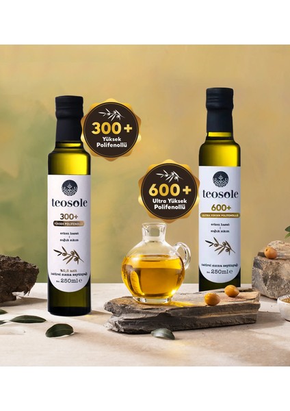 300+ Yüksek Polifenollü Zeytinyağı Naturel Sızma Zeytinyağı 250 ml x 3 Adet indirimleri