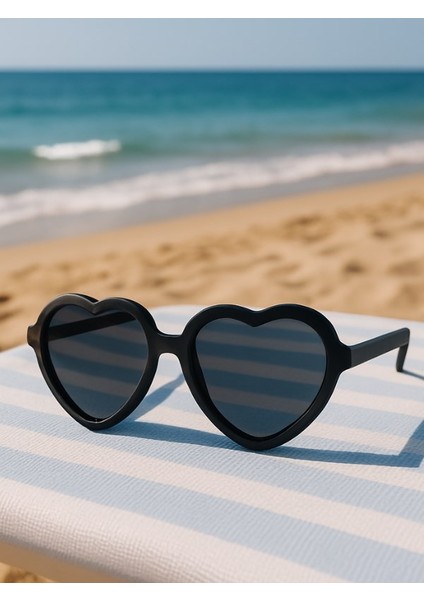Kids Siyah Güneş Gözlüğü Kalpli Çerçeve Uv 400 Korumalı Ce Belgeli fiyatları