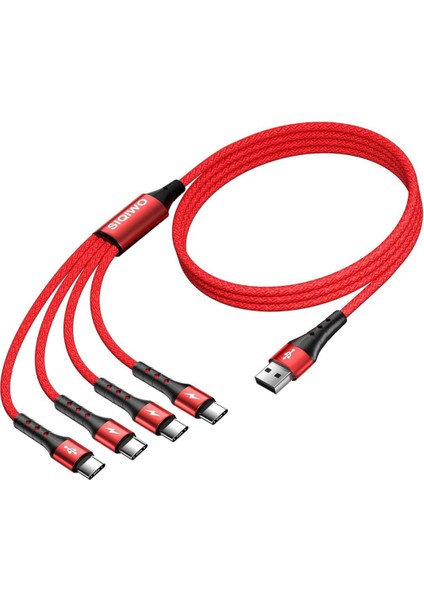 Çoklu Telefon Şarj Kablosu, Çoklu USB C Kablosu, Sıqıwo Tip C Fast Charger Qc 3.0 Senkronizasyon Kablosu Örgülü 4 USB C Bağlantı Kablosu