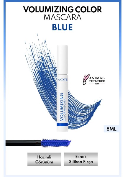 Volumizing Color Hacim ve Uzatma Etkili Renkli Maskara - Mavi