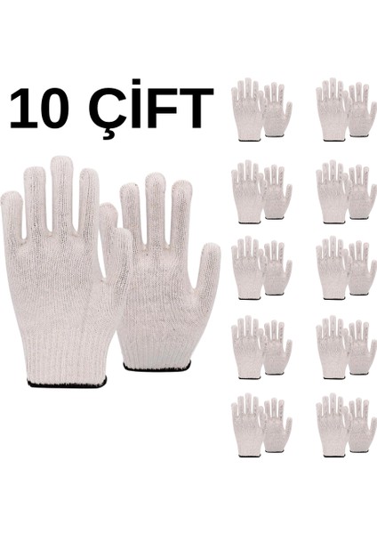Ham Örgü Eldiven Örme Iş Eldiveni 10 Çift