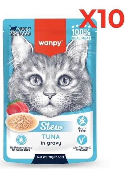Stew Pouch Ton Balıklı Yaş Kedi Maması 70G 10'lu Paket