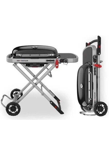 Traveler™ Stealth Edition Taşınabilir Gazlı Barbekü – 3,8 kW | 63 × 34 cm | Tek Pedalla Katlanır modelleri