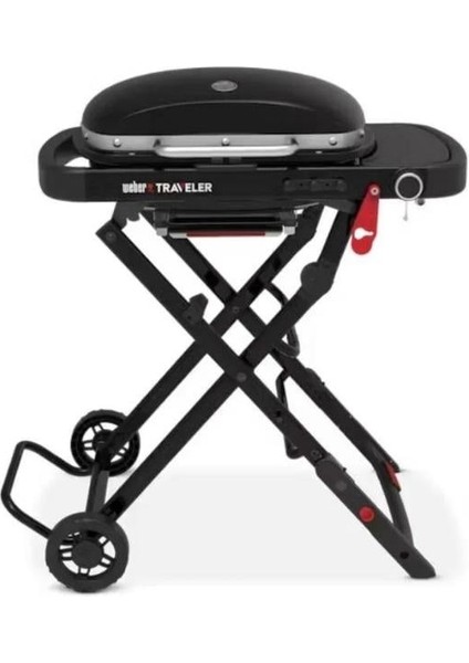 Traveler Compact – Stealth Siyah 49 × 26 cm Döküm Izgara | 2,8 kW Brülör | Tek Pedalla Katlanır