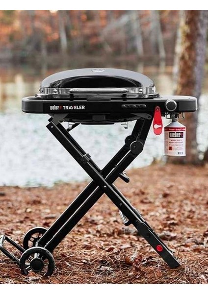 Traveler Compact – Stealth Siyah 49 × 26 cm Döküm Izgara | 2,8 kW Brülör | Tek Pedalla Katlanır fırsatları