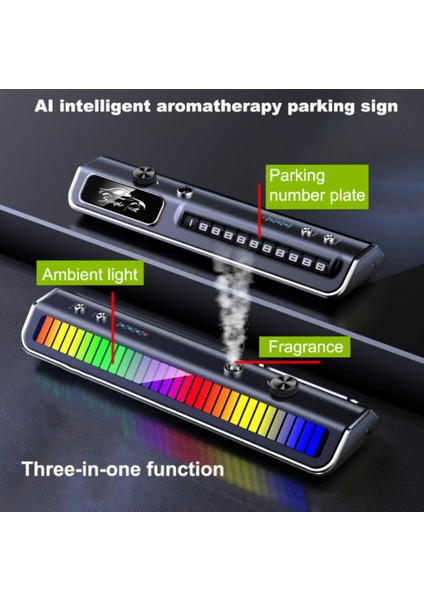 Akıllı Araç Parfüm Sprey Aromaterapi ve Cep Numarası Geçici Park Işareti Rgb Renkli Müzik