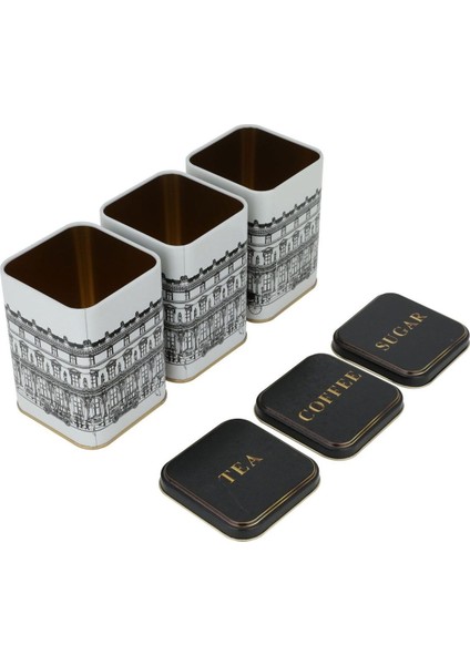 Çok Renkli 3'lü Kare Metal Saklama Kabı Seti, 8.7X8.7X12.5 cm modelleri