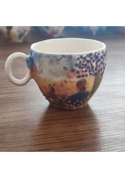 El Yapımı Renkli Seramik Fincan, Yıkanabilir, Sıcağa ve Soğuğa Dayanıklı