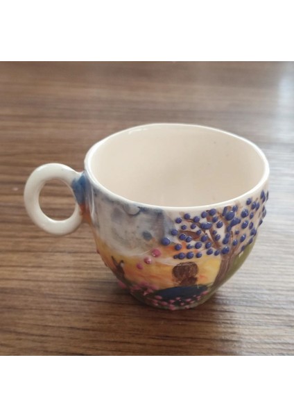 El Yapımı Renkli Seramik Fincan, Yıkanabilir, Sıcağa ve Soğuğa Dayanıklı