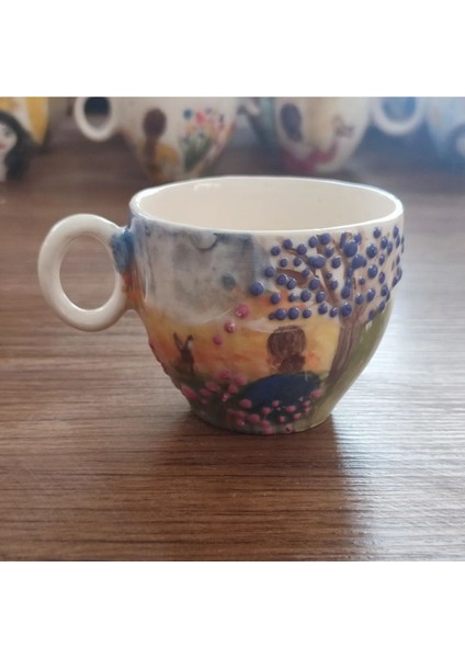 El Yapımı Renkli Seramik Fincan, Yıkanabilir, Sıcağa ve Soğuğa Dayanıklı