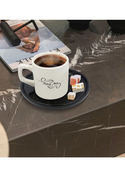 Kişiye Özel Siyah Sunum Tabaklı Türk Kahvesi Fincanı, Şık ve Renkli Tasarım fiyatları