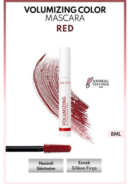 Volumizing Color Hacim ve Uzatma Etkili Renkli Maskara - Kırmızı