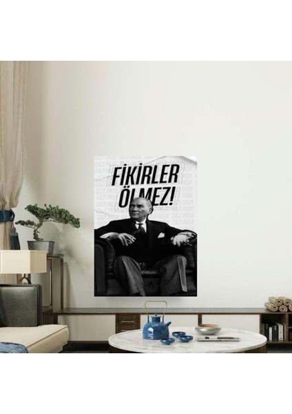 Fikirler Ölmez Kanvas Tablo Canvas Duvar Dekarasyon Duvar Süsü Ölçü Seçmeyi Unutmayınız :)