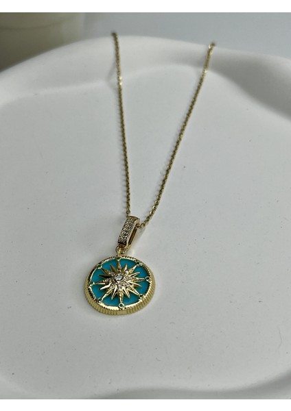 Kutup Yıldızı Çhamlı Turkuaz Çelik Kolye (40+5cm)