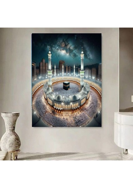 Kıble Gösterici Tablo Kabe Kanvas Tablo Canvas Duvar Ev Dekarasyon Duvar Süsü Ölçü Seçmeyi Unutmayın