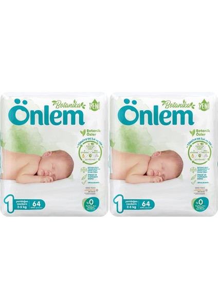 Bebek Bezi Botanika Beden:1 (2-5kg) Yenidoğan 128 Adet Süper Ekonomik Pk