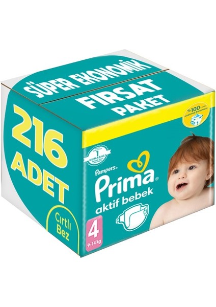 Bebek Bezi Beden:4 (9-14KG) Maxi 216 Adet Süper Ekonomik Fırsat Pk