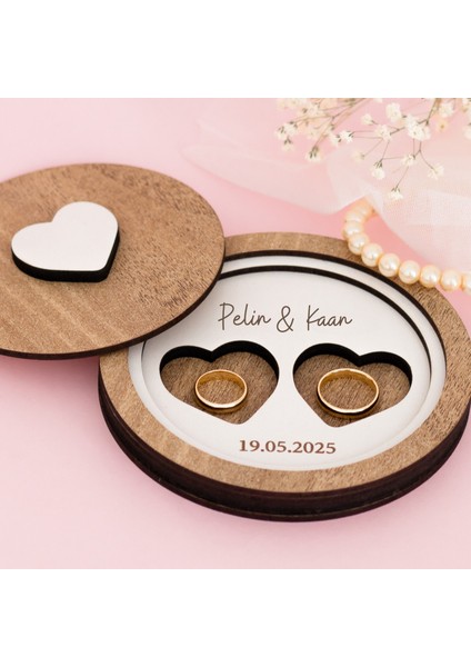 Kişiye Özel Isimli Yuvarlak Yüzük Kutusu Nişan Evlilik Teklifi ve Söz Organizasyon Ahşap Takı Kutusu Hediyelik Isme Özel fiyatları
