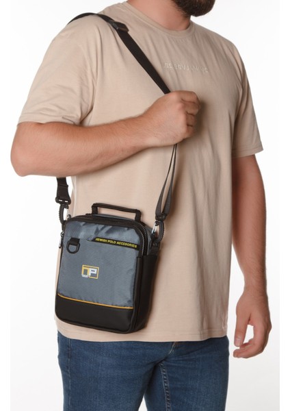 Erkek Quatro Kumaş El ve Omuz Çantası NEWPOLO313 - Gri