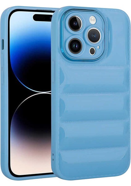 Apple iPhone 14 Pro Kılıf Kamera Korumalı Parlak Airbag'li Kflg Galya Kapak-Mavi